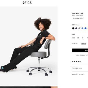 Figs Livingston Black Scrub Pants Size S Small